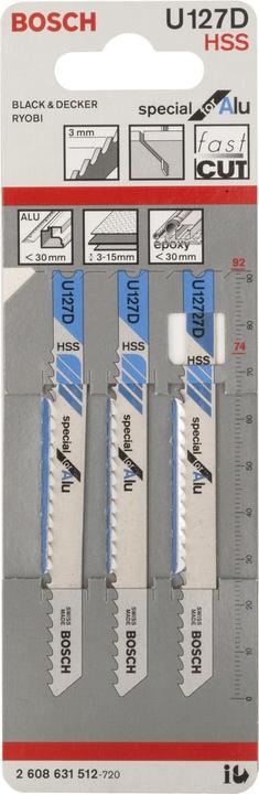 Produktbild Bosch Professional Zubehör Stichsägeblatt U 127 D Special for Alu, 3er-Pack