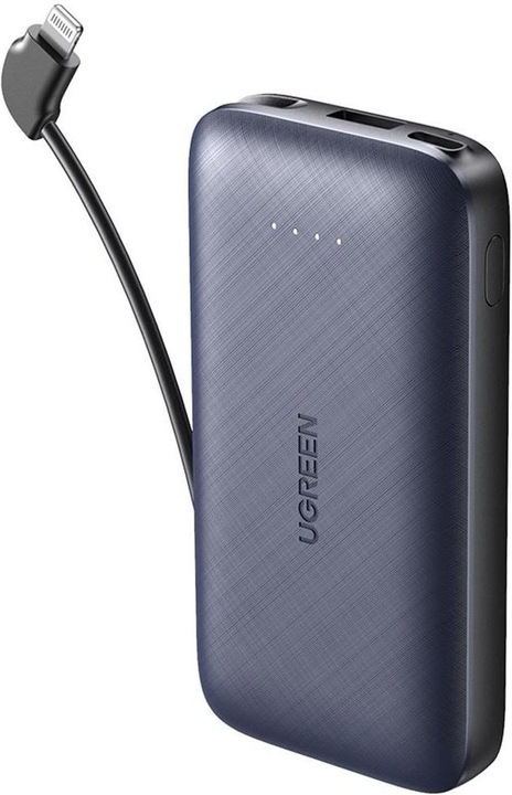 Produktbild Ugreen 10000mAh Schnellade Powerbank mit eingebautem Lightning Kabel