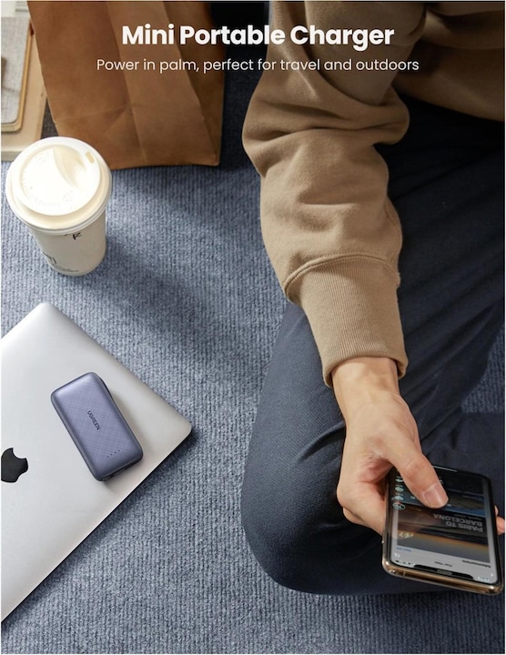 Produktbild Ugreen 10000mAh Schnellade Powerbank mit eingebautem Lightning Kabel