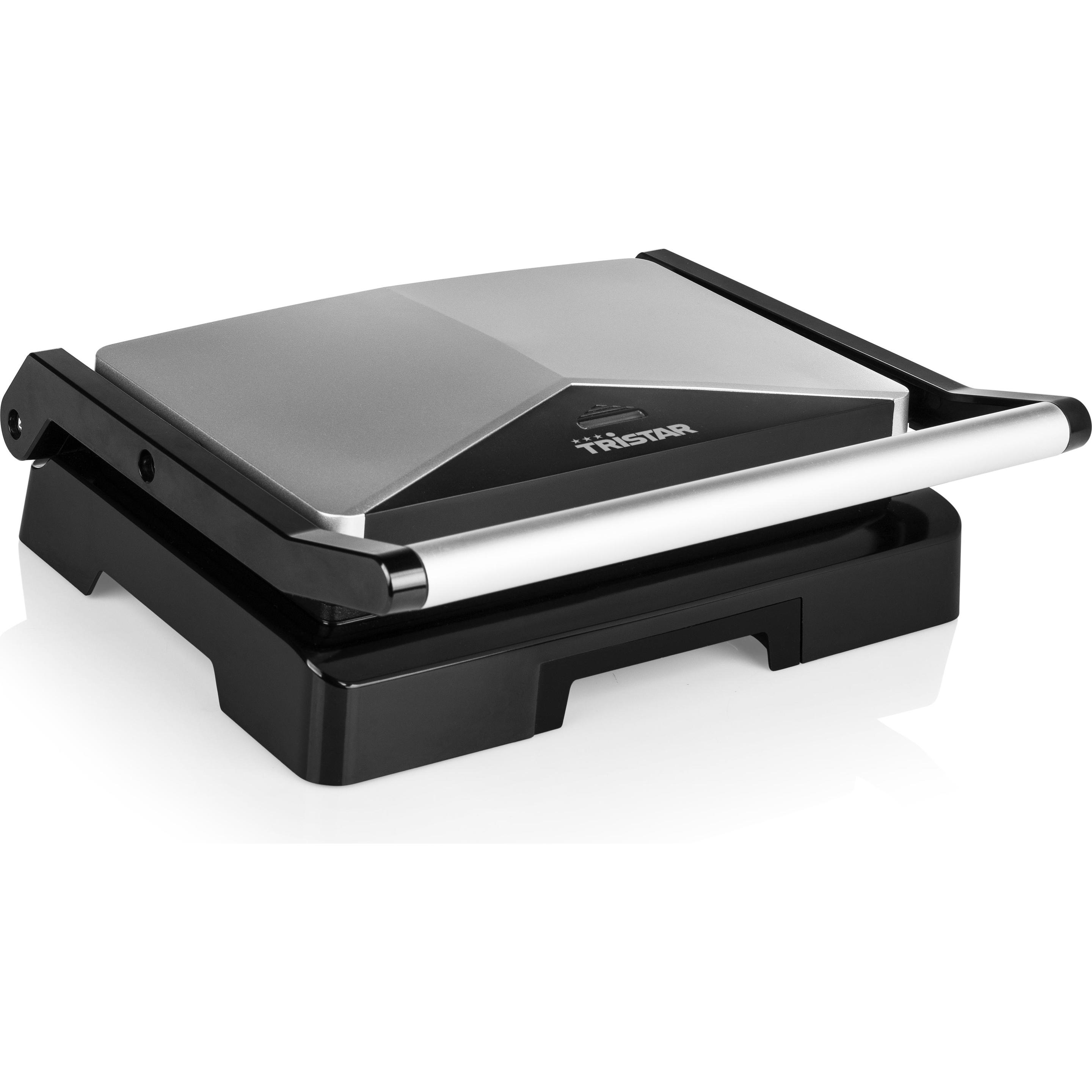 Tristar Kontaktgrill – Antihaftbeschichtet, 23 x 14.5 cm Grillplatte, 1000 Watt, Tischgrill, Schwarz, Grau