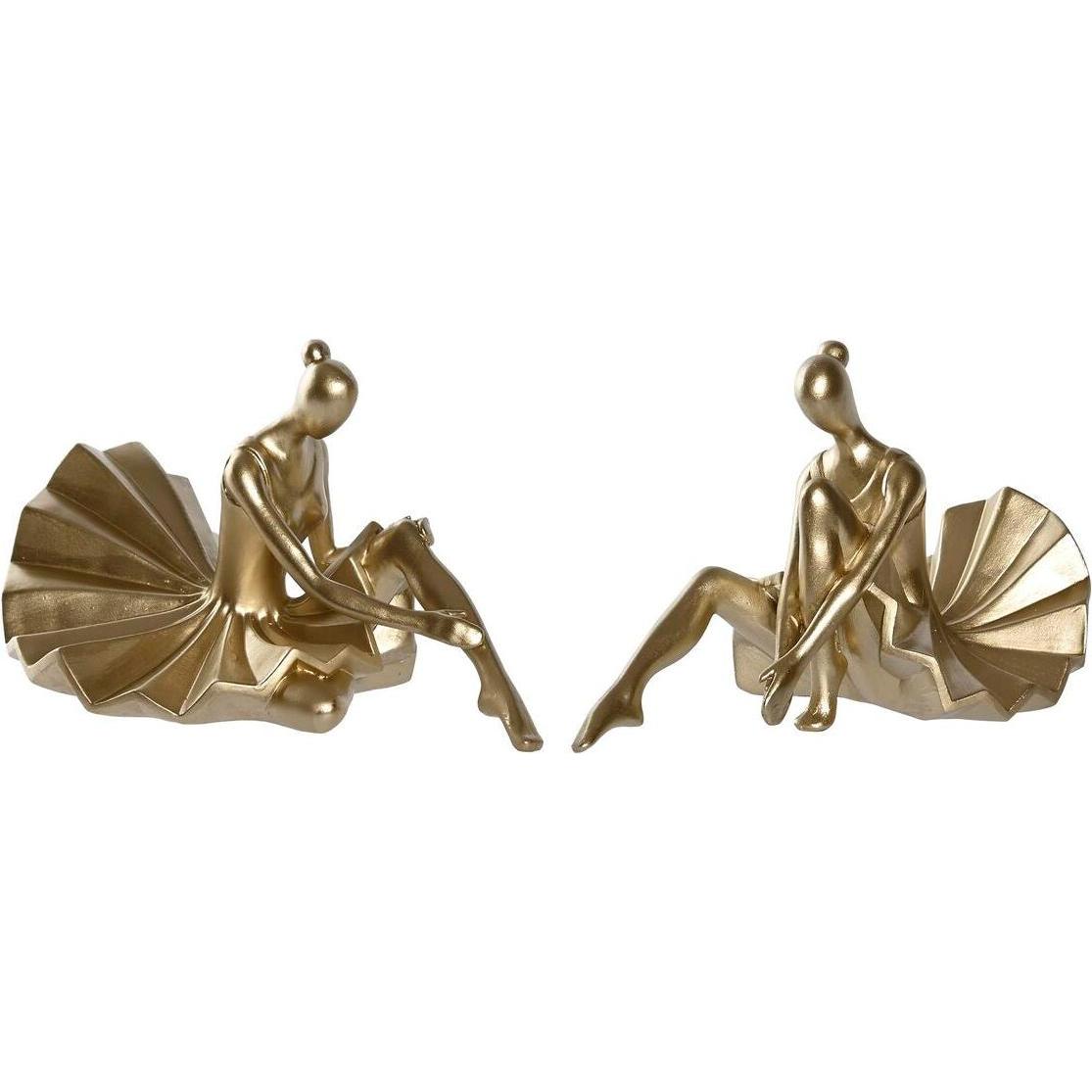 DKD Home Decor, Statuette e sculture decorative, Decorative Figure 17 x 23 x 14,5 cm Golden Ballet Dancer (2 Units)
