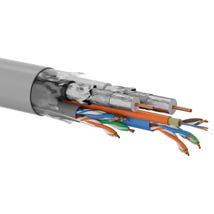 Q-Lantec KABEL MULTIMEDIALNY 2 X U/UTP KAT.5E + 2 X RG6 + 2 X FO G657A1 PVC 500M (U/UTP, CAT5e, 500 m), Netzwerkkabel