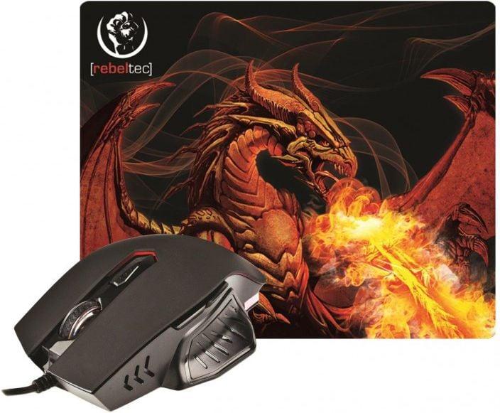 Produktbild Rebeltec mouse + mouse pad RED DRAGON