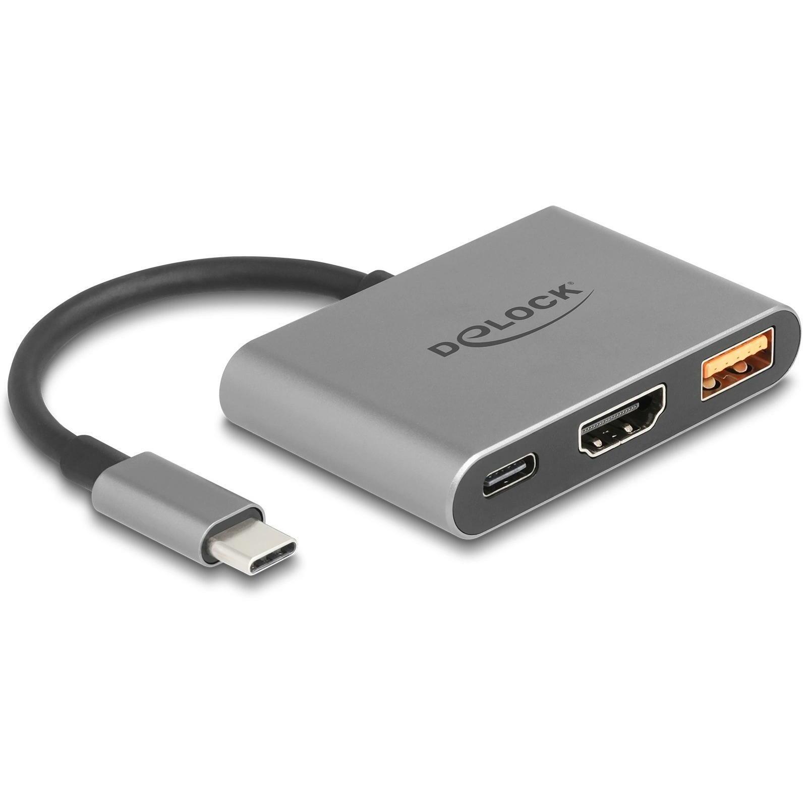 Delock Grigio Adattatore (Hdmi, Usb-A, Usb-C, 6.10 Cm), Adattatore Dati + Video,