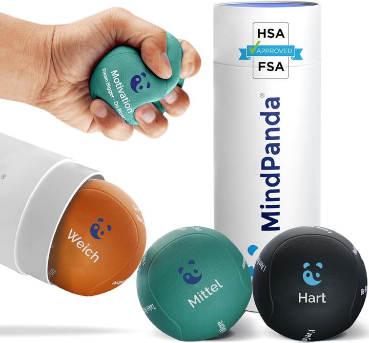 Produktbild MindPanda Stressball Handtrainer-Set (3 Dichten)