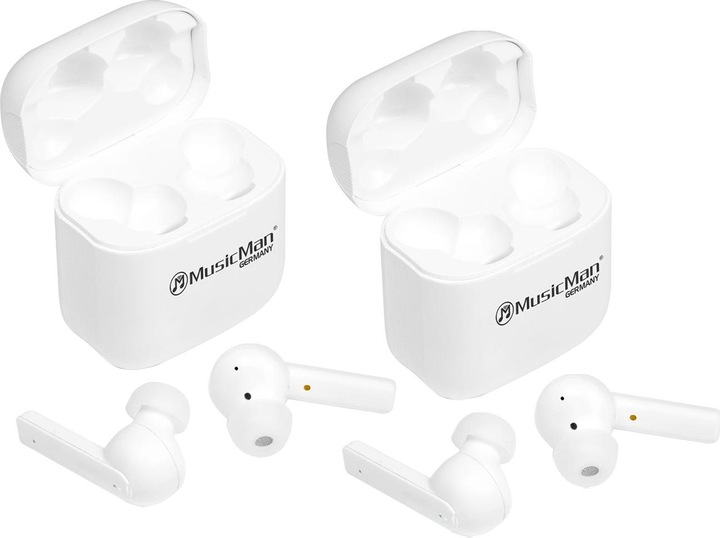 Produktbild Technaxx 2er-Set In-Ear-KopfhÃ¶rer, weiss, kabellos, ANC, Mikrofon, Multifunktionstasten, Bluetooth (ANC, 5 h, Kabellos)