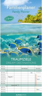 Immagine prodotto Alpha Edition Destinazioni da sogno 2025, 19,5x45 cm, Calendario per la famiglia con 5 colonne per (19,5 x 45 cm, Tedesco)