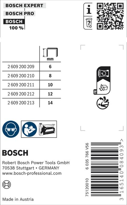 Produktbild Bosch Professional Zubehör Feindrahtklammer Typ 53, 11,4 x 0,74 x 6 mm, 5000er-Pack