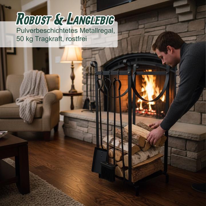 Image du produit Relaxdays Support à bois de cheminée, accessoires