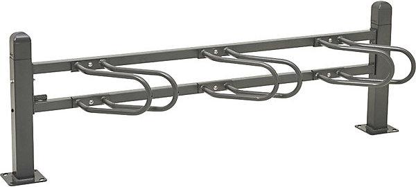 Actual product image SPL CONVI bicycle rack, standard model with 3 front wheel holders, grey.