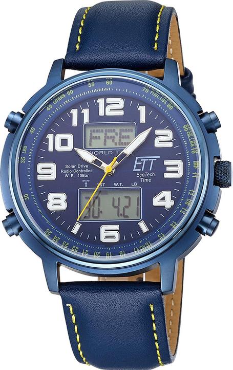 Actual product image ETT EGS-11450-32L Solar Drive Radio Control Hunter II Mens Watch 48mm 10ATM (Radio-controlled clock, Digital watch, Analogue wristwatch, 48 mm)