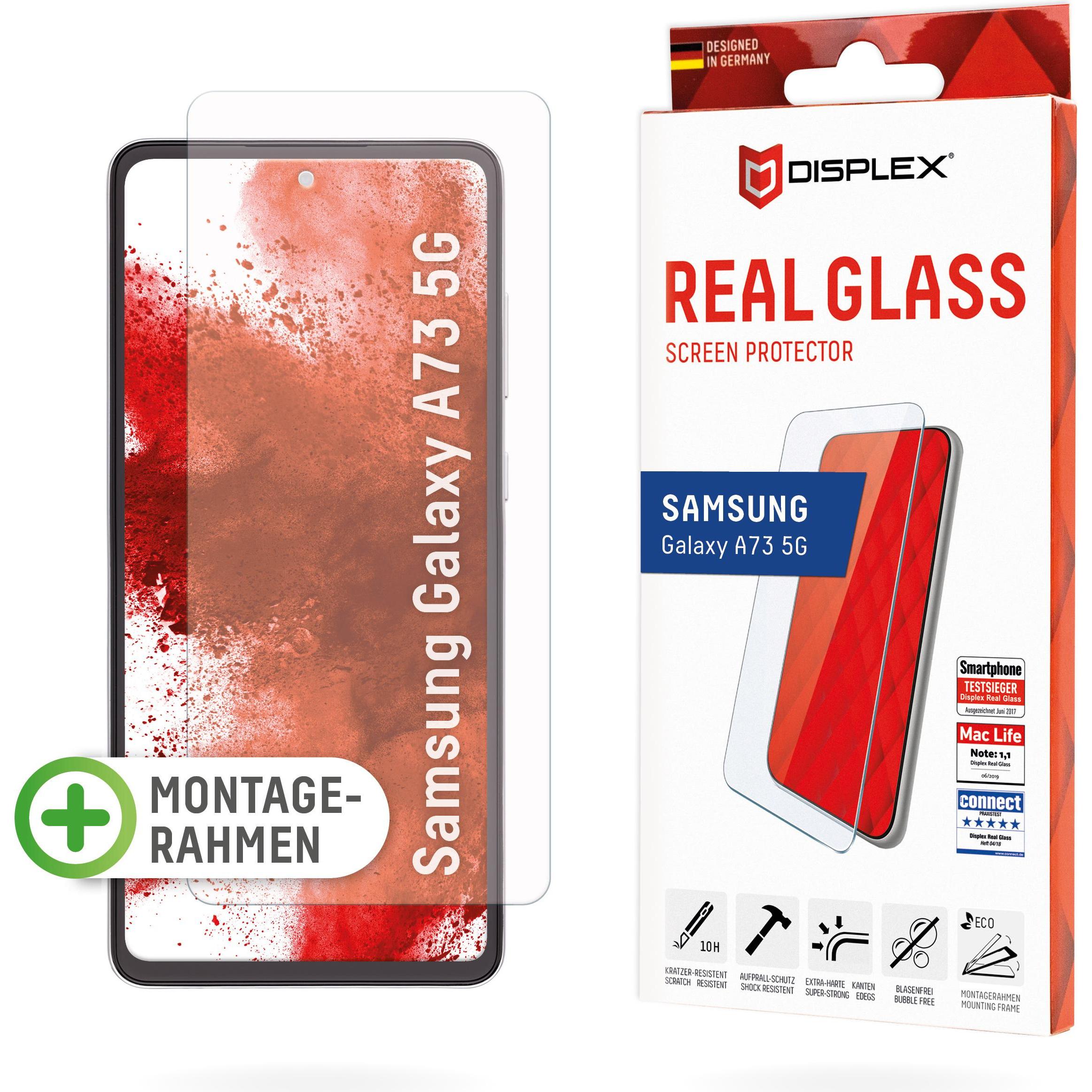 Displex Real Glass, 2D Panzerglas (1 Stück, Samsung Galaxy A73 5G), Smartphone Schutzfolie, Transparent