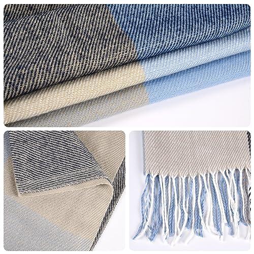 Immagine prodotto Only-Bags.Store Sciarpa triangolare a quadri, sciarpa pashmina, sciarpa morbida con nappe, sciarpa a portafoglio