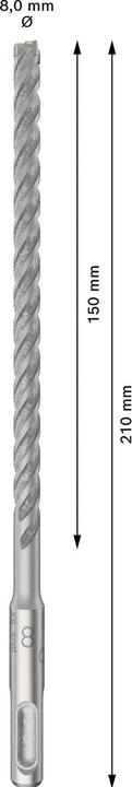 Productafbeelding Bosch Professional Zubehör BOSCH hardmetalen hamerboor SDS-Plus-p5X lengte 210 mm boor ø 8 mm - 10 stuks (8 millimeter)