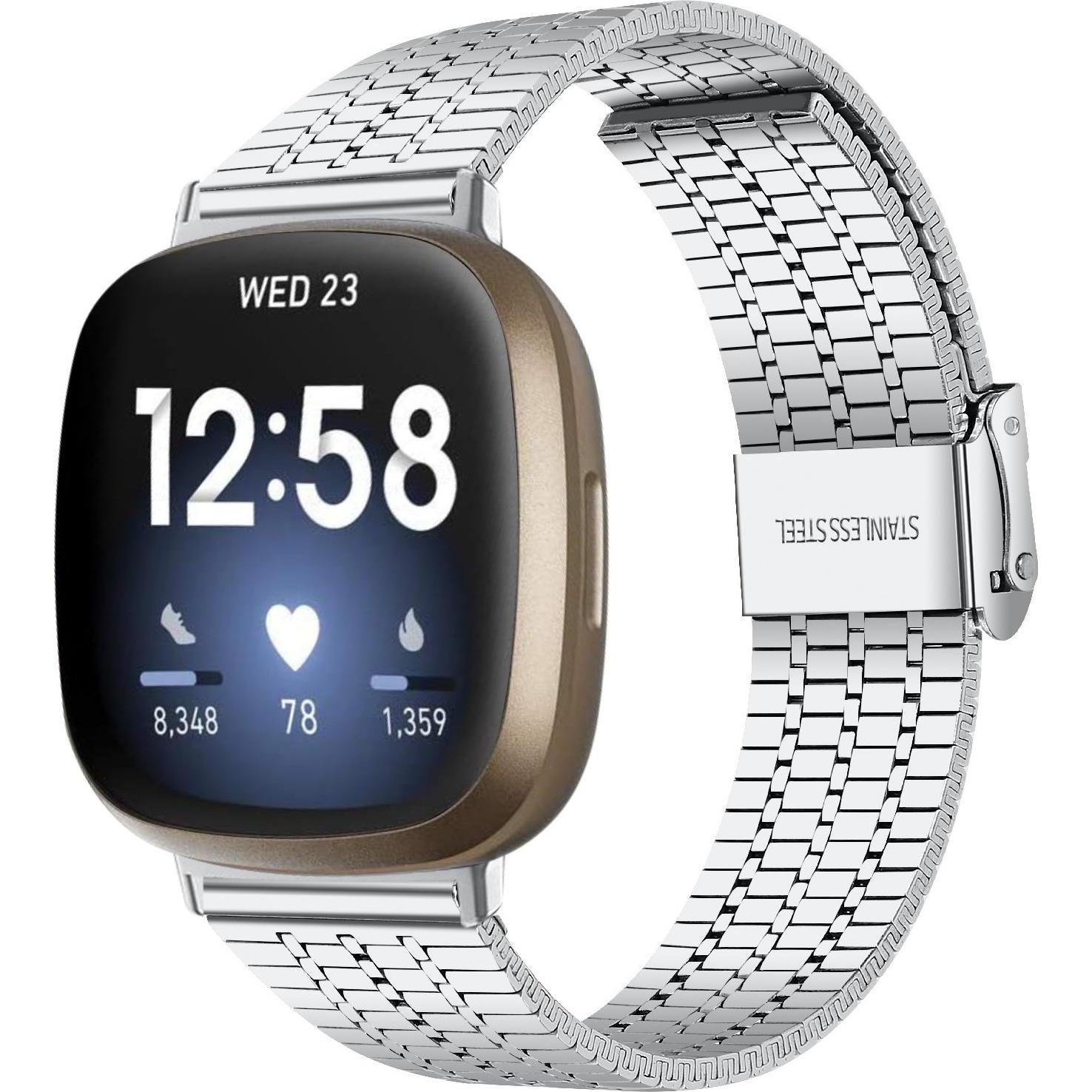 Strap-it Stahlarmband (Edelstahl, Versa 3), Uhrenarmband, Silber