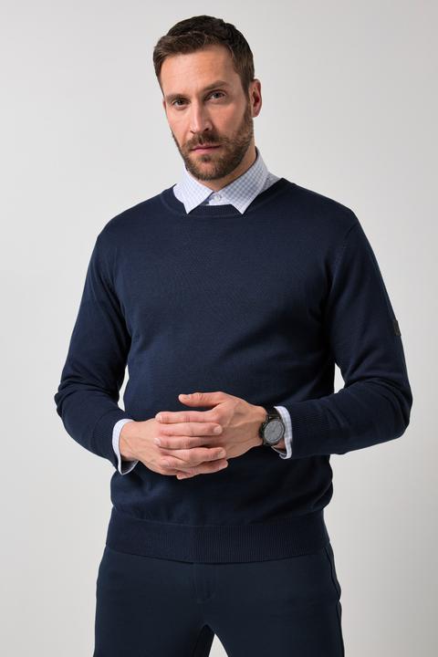 Produktbild JP1880 Pullover, leichter Feinstrick, Badge, Rundhalsausschnitt (L)