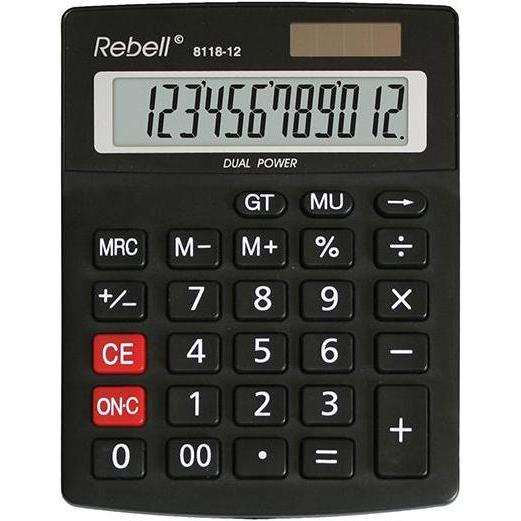 Rebell, Taschenrechner, Desktop calculator 8118-12 (Solarzellen, Batterien)