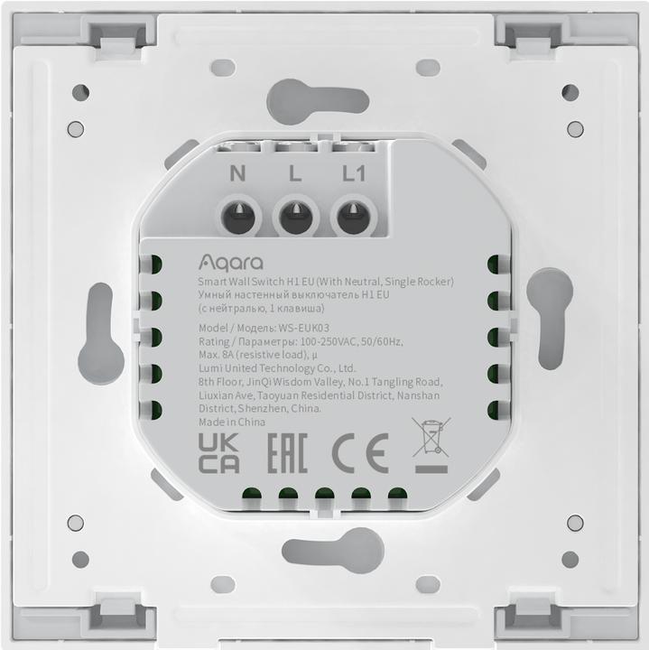 Produktbild Aqara Smart Wall Switch H1 Grau With Neutral, Single Rocker (Zigbee)