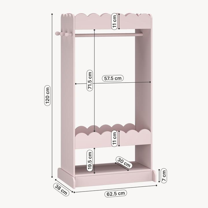 Produktbild En.Casa Kindergarderobe Vestnes mit Spiegel 120x63x38 cm Cotton Candy (62.50 x 38 x 120 cm)