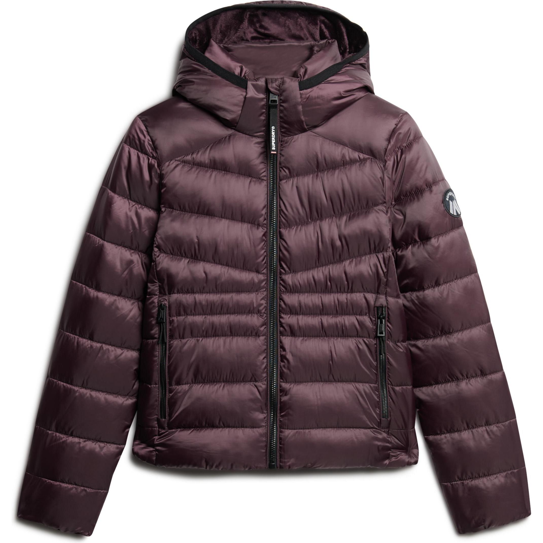 Superdry, Damen, Jacke, geposterte daunenjacke, fuji quit (L), Violett, L