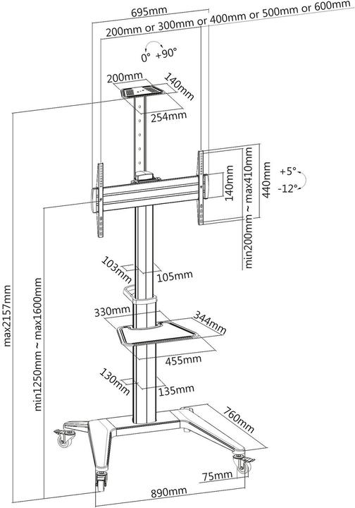 Produktbild PureMounts PDS-0002C (70 kg, 37" - 80")