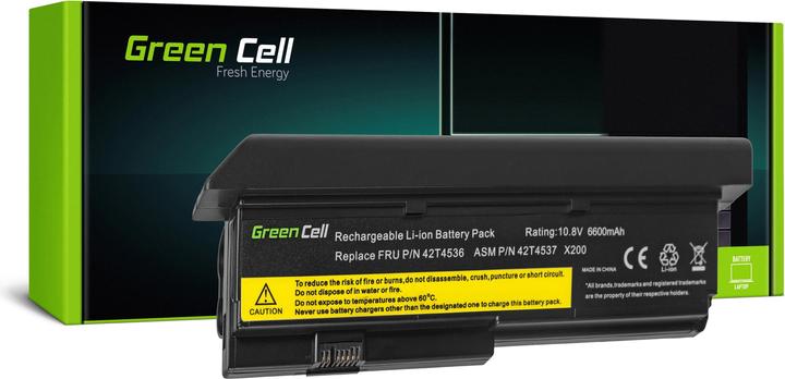 Image du produit Lenovo GREENCELL LE22 Baterija Žalias Cell for IBM Thinkpad X200 7454T X200 745 (9 cabines, 6600 mAh)