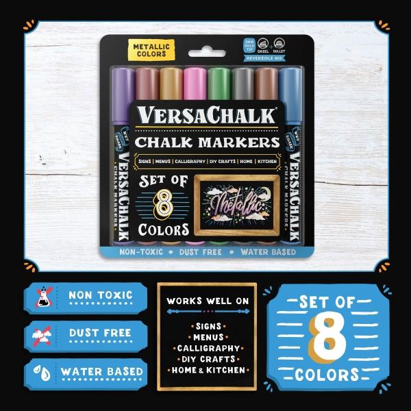 Actual product image VersaChalk - Metallic liquid chalk marker set of 8 with 5mm tip (8x)