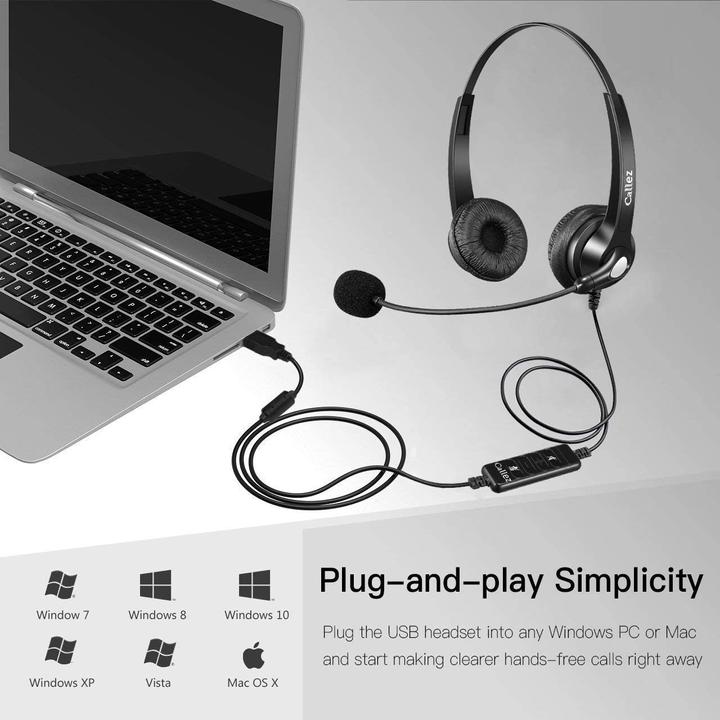 Actual product image Callez USB Headset with Microphone (Black) (Cable, USB-A, Skype)
