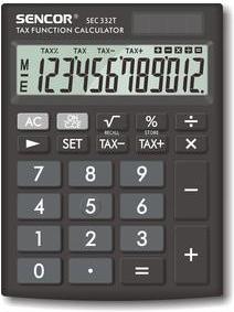 Actual product image Sencor calculator SEC 332 T calculator, black, desktop, 12 seats, dual power supply