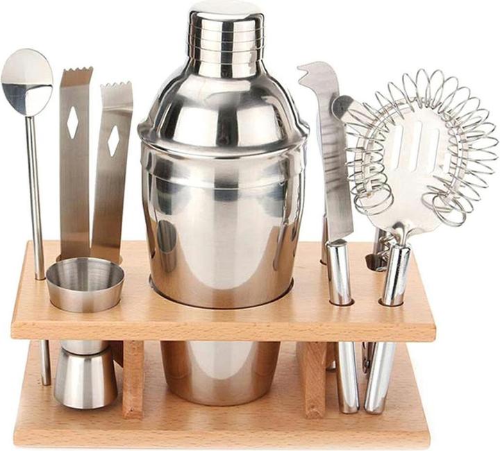 Immagine prodotto Aptel Set per la preparazione di cocktail con supporto in bambù SET PROFESSIONALE, 9 pezzi. (Set da cocktail)
