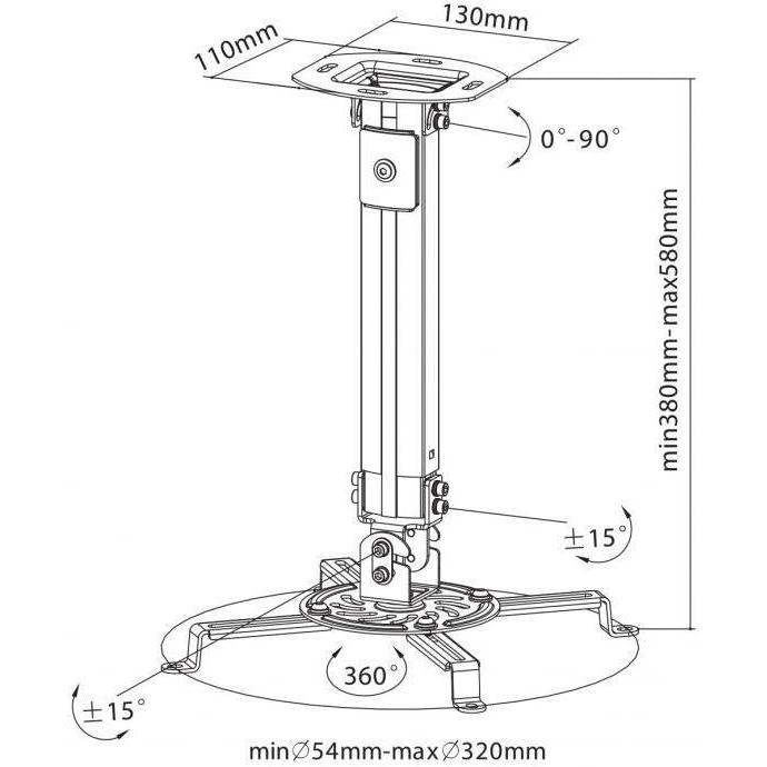 Thumbnail - Sbox PM-18S Ceiling mount for projector (Decke), Beamer Halterung, Grau
