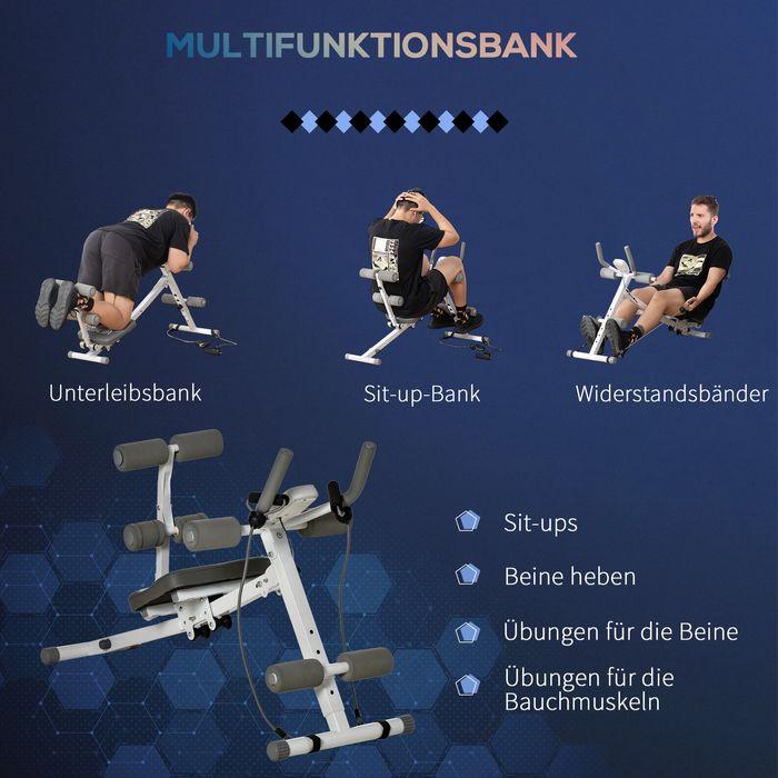 Produktbild Swisshandel24 2-in-1 Bauchtrainer, Bauchmuskeltrainer mit verstellbare Bauchmuskelbank Weiss