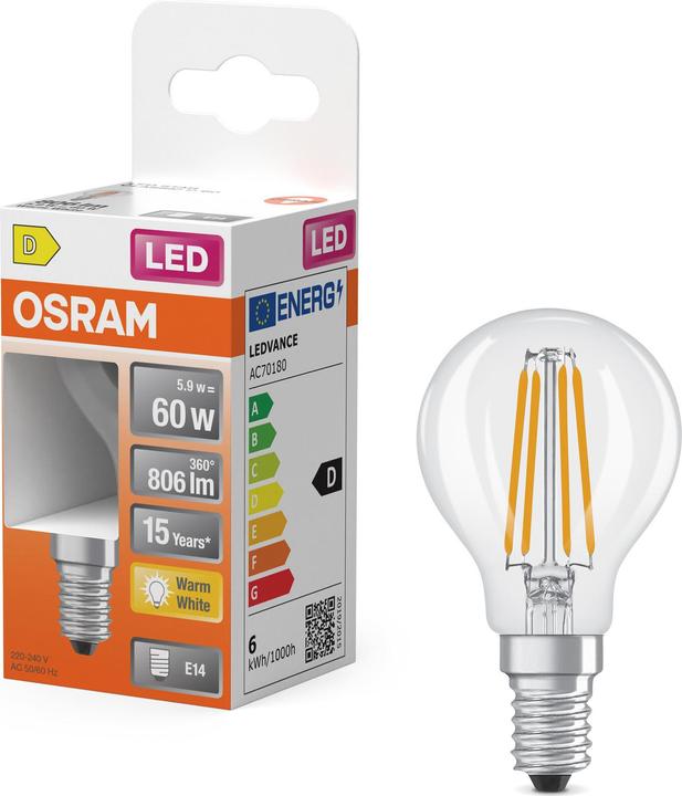 Productafbeelding Osram Ster Klassieker P (E14, 5.50 W, 806 lm, 1 x, D)