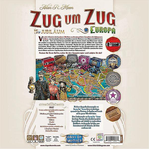 Immagine prodotto Days of Wonder DOWD0022 - Europa (edizione 15 anni) - Ticket to Ride, da 8 anni (edizione DE) (Tedesco)