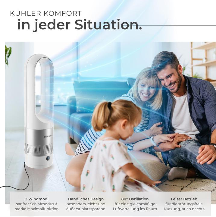 Produktbild tectake Turmventilator Polar, 80° Oszillation, inkl. Timer (55 dB)