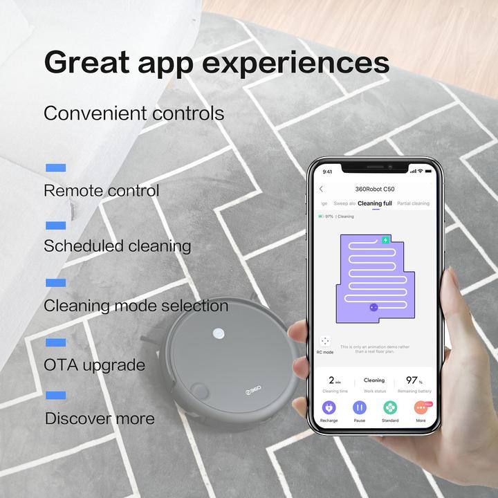 Produktbild Insta360 Vacuum cleaner - robot 360 C50, Black (Saugwischroboter)