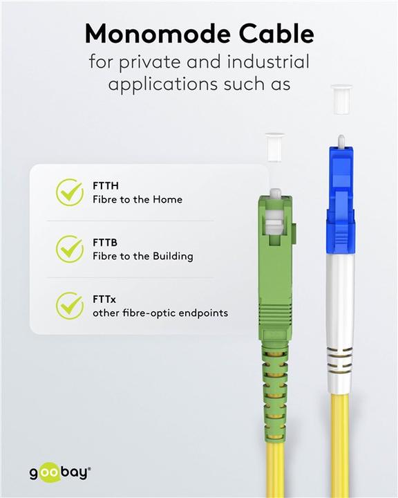 Image du produit Goobay Câble à fibre optique FTTH, monomode OS2 jaune, jaune simplex, 5 m (S/UTP, CAT6, 5 m)
