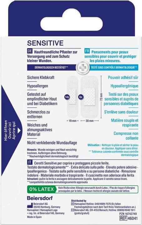 Energie-Label Hansaplast Sensitive (20 x)