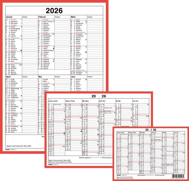 Actual product image Simplex Tafelkalender (A6, No binding, German, French)