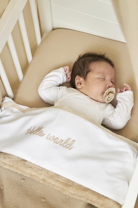 Actual product image Meyco Bed sheet Hello World sand (100 x 75 cm)