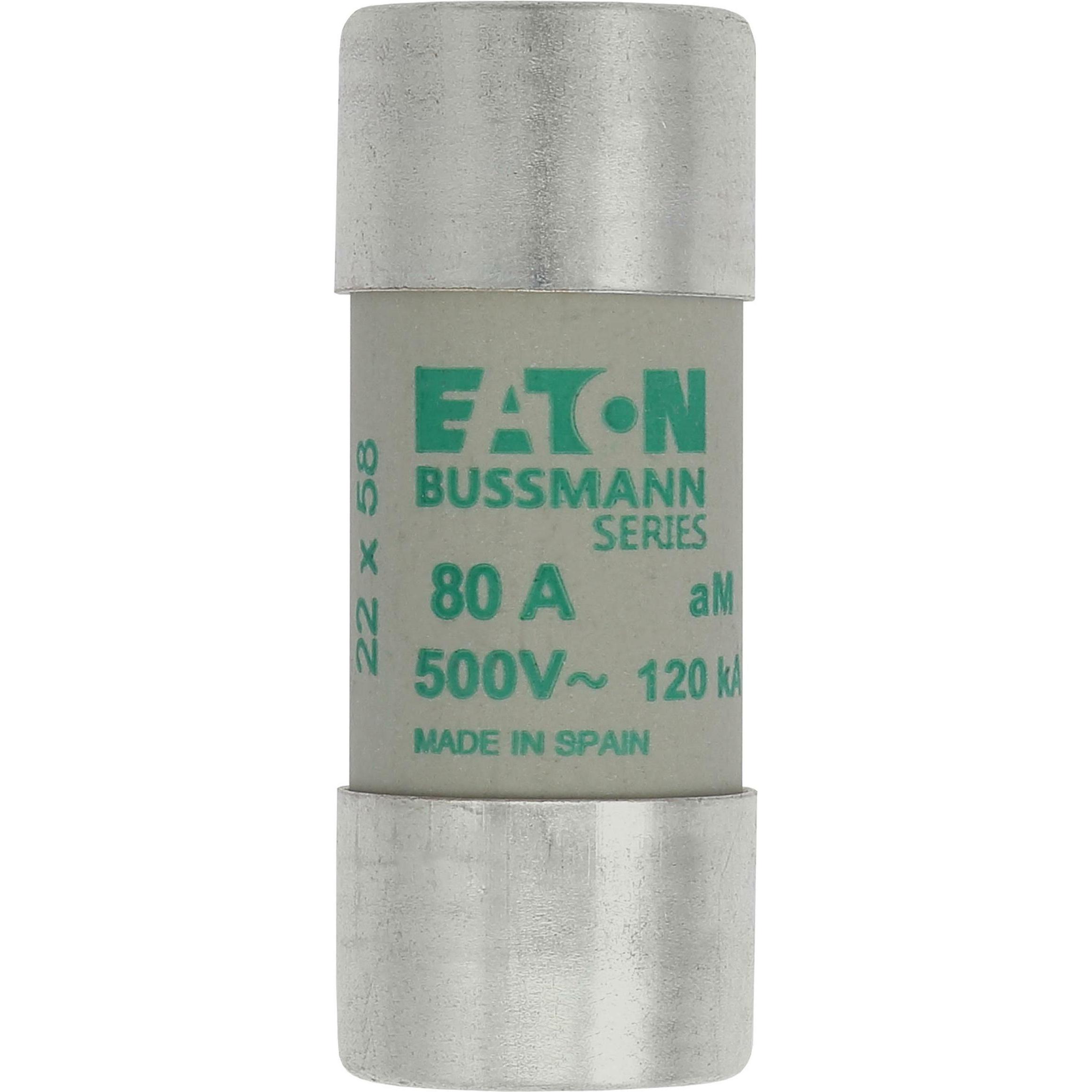 10x Bussmann, Sicherung, CYLINDRICAL FUSE 22 x 58 80A AM 500V AC (Feinsicherung, 80 A)