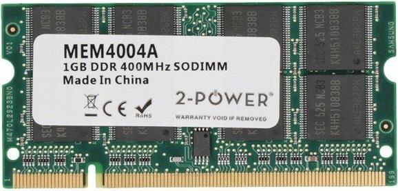 2-Power 1GB PC3200 400MHz SODIMM (1 x 1GB, 400 MHz, DDR-RAM, SO-DIMM)