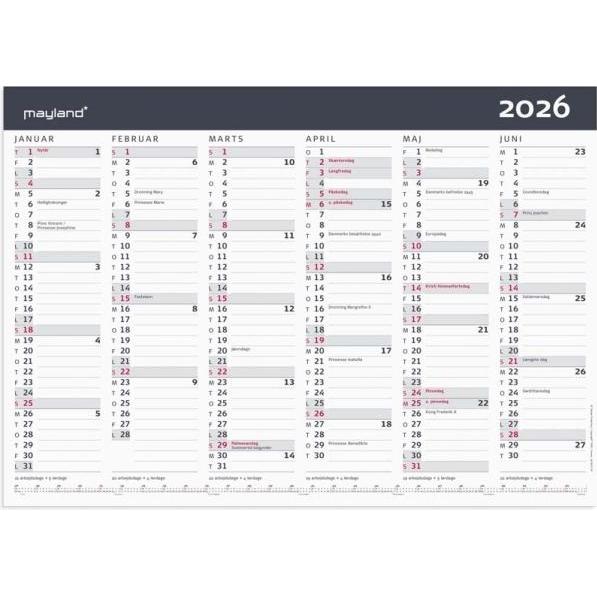 Mayland-Burde, Calendario, Calendario dei conti Moderno A3 2026 (A3)