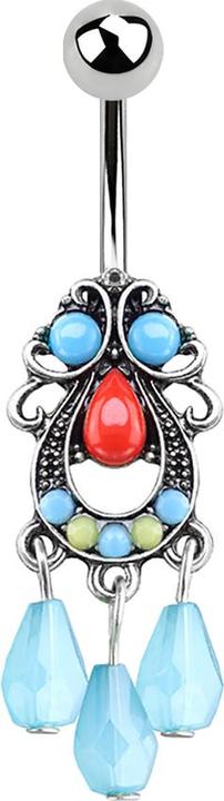 Immagine prodotto Star Piercing Banana in argento con filigrana tribale e ciondolo con tre perline (Ottone, Acciaio chirurgico 316L)