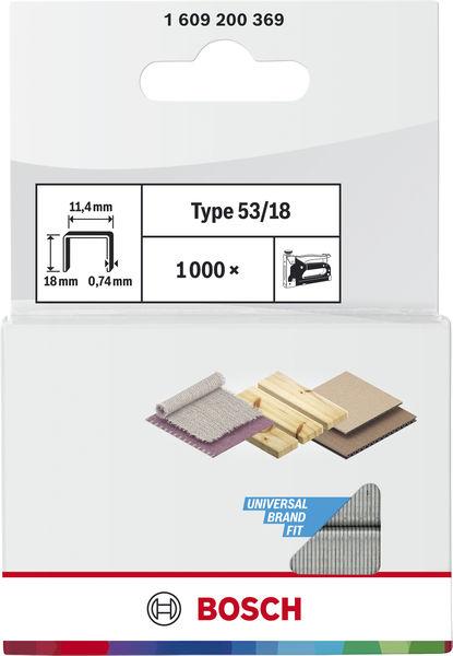 Produktbild Bosch Professional Zubehör Feindrahtklammer Typ 53, 11,4 x 0,74 x 18 mm, 1000er-Pack