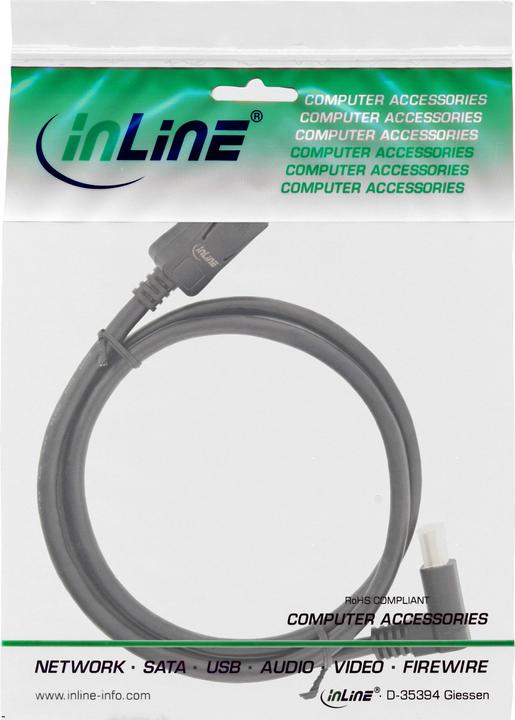 Produktbild InLine ® DisplayPort 1.4 Kabel, 8K4K, nach oben gewinkelt, schwarz/gold, 1m (1 m, DisplayPort, 1.4)