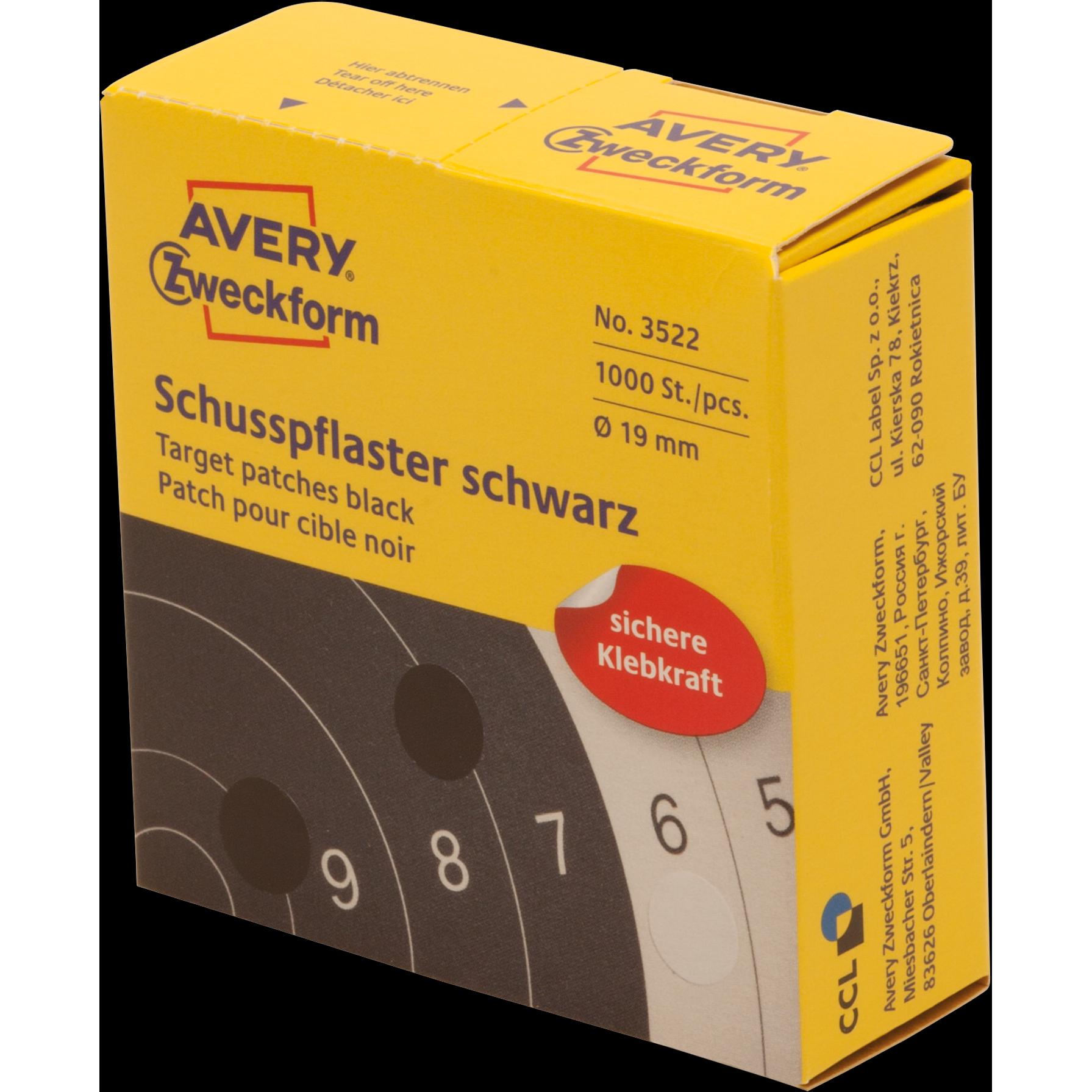 Avery, Etiketten, Schusspflaster