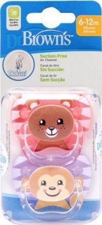 Dr Browns PV22014-PREVENT soother BUTTERFLY 6-12M-CY COLLECTION ANIMALS PINK 2 PACK (2x, 6 - 12 Monate)