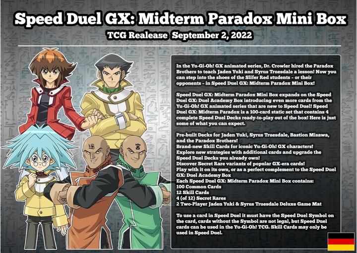 Productafbeelding Yu-Gi-Oh Speed Duel GX - Midterm Paradox Mini Box (Duits, Booster Pack)
