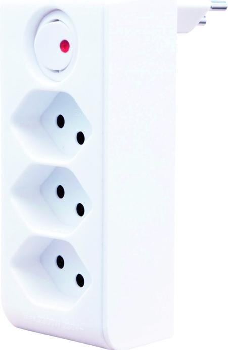 Actual product image Brennenstuhl cleverLINE junction plug 3-way white with switch, rotatable up to 300° (with hanger) *CH* (Type 13, 3 x)